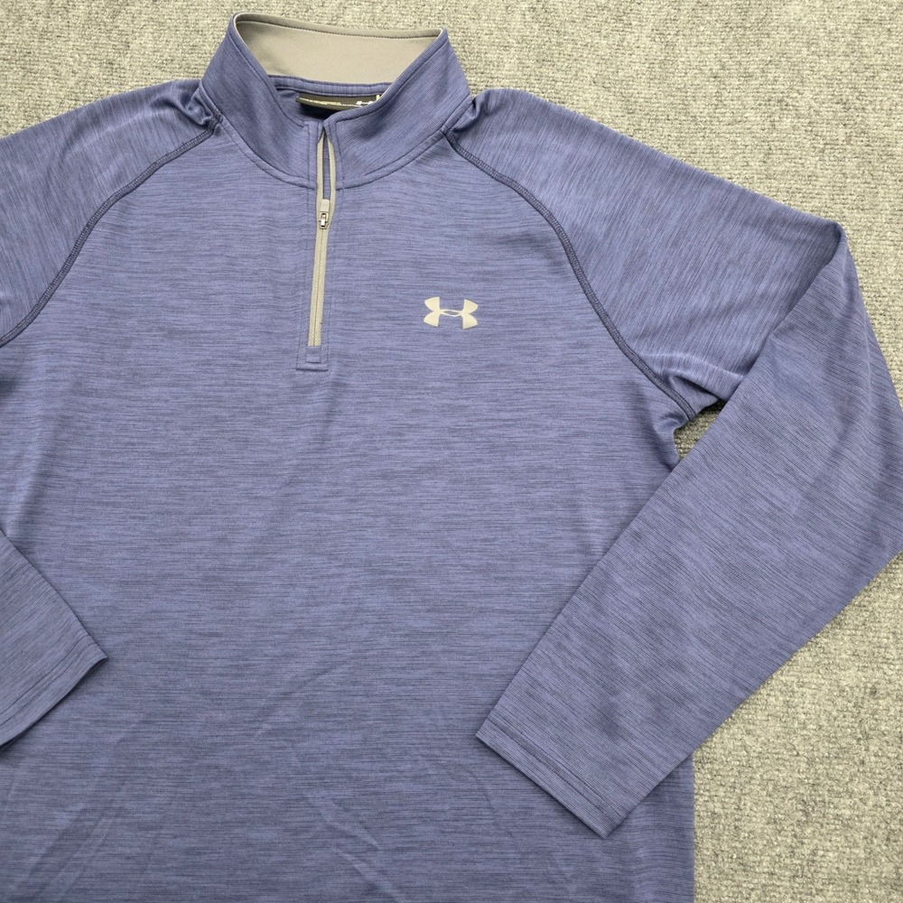 Under Armour Mens Tech 1/4 Zip Pullover Blue Heather Long Sleeve Shirt 1293941 L